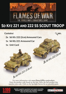 Sd Kfz 221 and 222 SS Scout Troop (x3 Plastic)